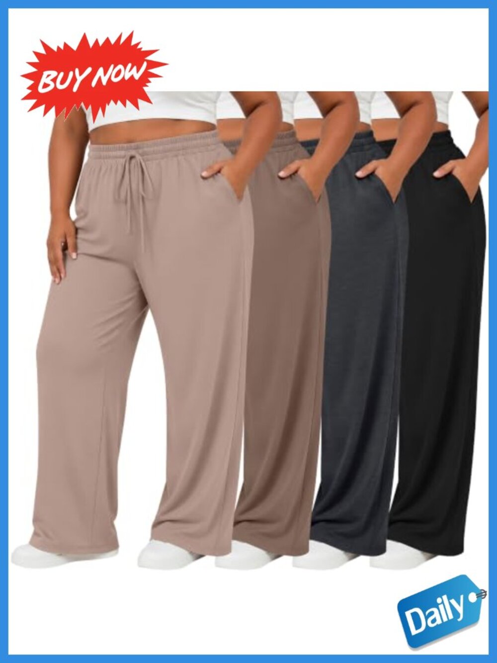 Wide Leg Sweatpants Plus Size Yoga Pants 4 Pack Comfortable Lounge